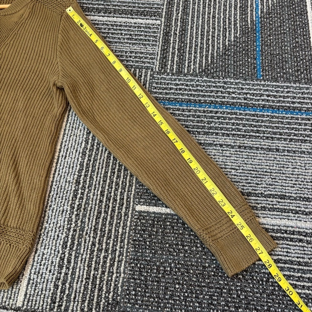 L.L. Bean Signature Men's Medium Henley Sweater Khaki Green Cotton - Picture 10 of 12